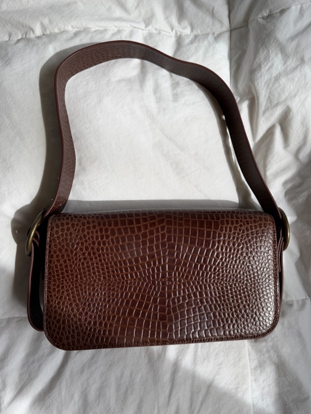 St. Agni Bianca Croc Shoulder Bag - Picture 3 of 14